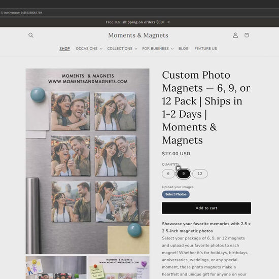 video walkthrough on how to add quantity, upload photo and edit photo for purchase including adding to cart