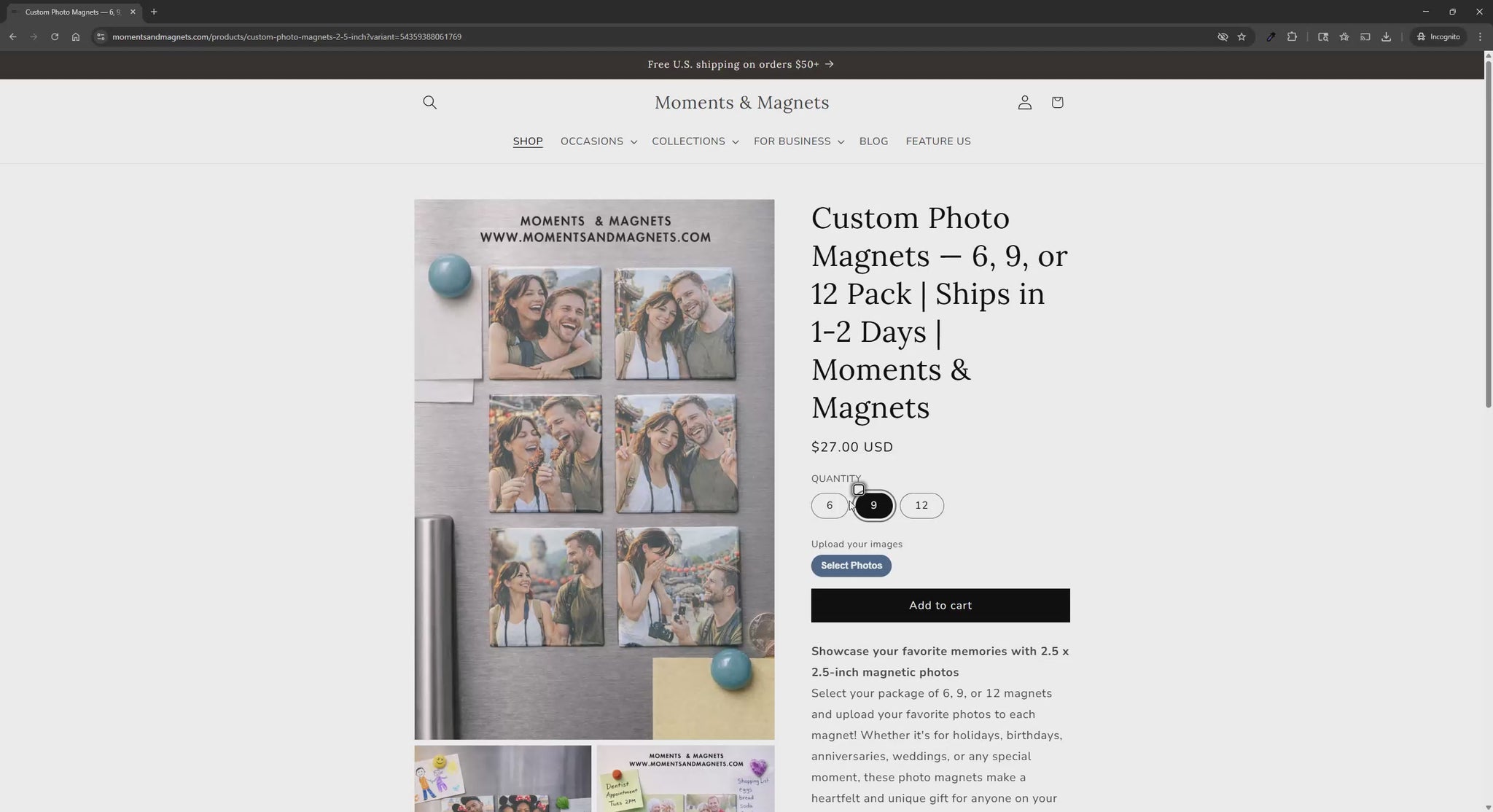 video walkthrough on how to add quantity, upload photo and edit photo for purchase including adding to cart